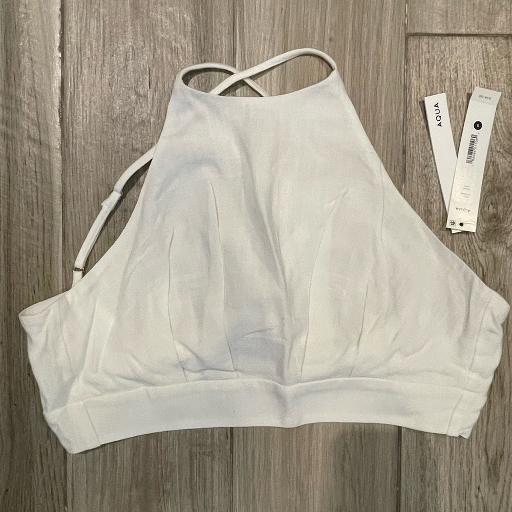 AQUA white crop halter tie top NWT - Picture 1 of 3